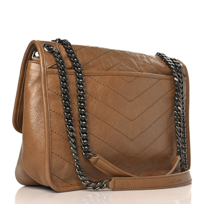 Saint Laurent Crinkled Calfskin Matelasse Monogram Medium Niki Chain Satchel Caramel 3 of 9