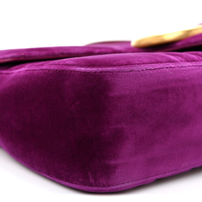 Gucci Velvet Matelasse Medium GG Marmont Shoulder Bag Fuchsia Violet Cyclamen 9 of 10