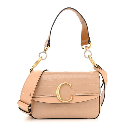 Chloe Calfskin Crocodile Embossed Small C Double Carry Nut 1 of 12