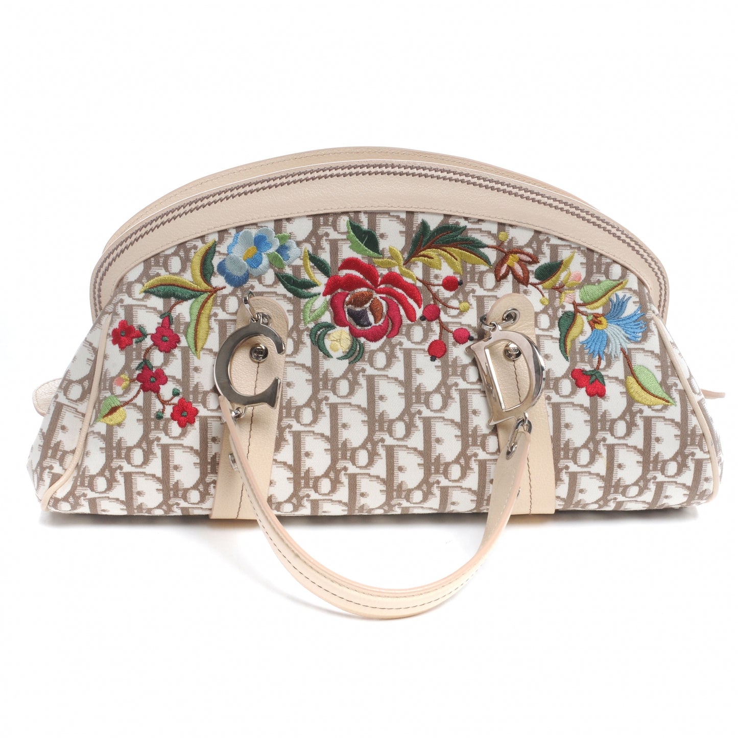 Monogram Vintage Flowers Frame Satchel