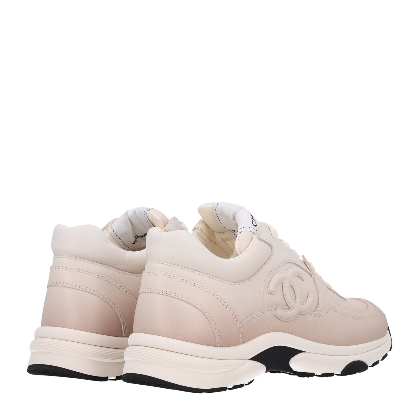 Gradiant Calfskin CC Womens Sneakers 37.5 Beige