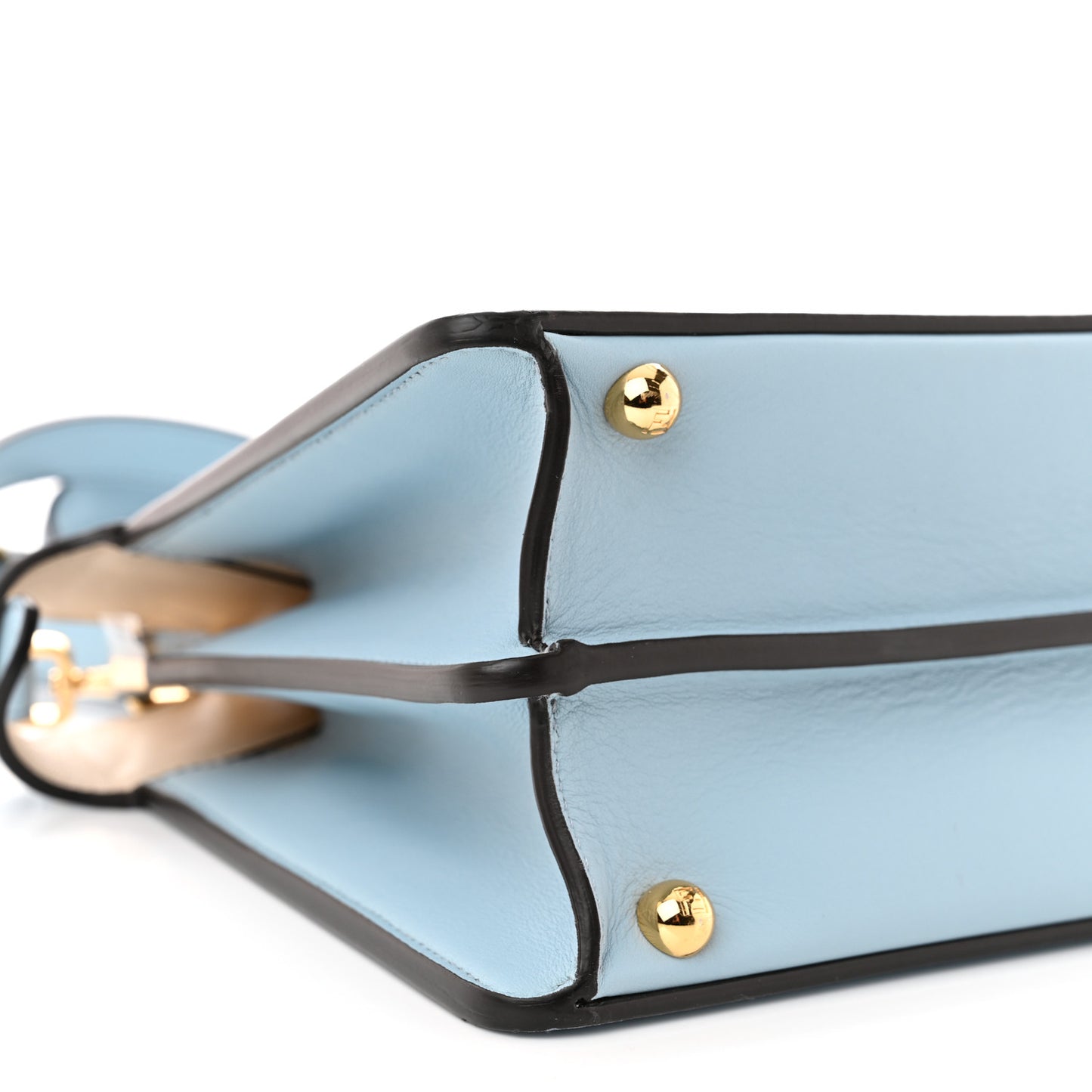 Vitello Seta Shiny Nappa Small Peekaboo I SEE U Satchel Azzurro Baby Camelia