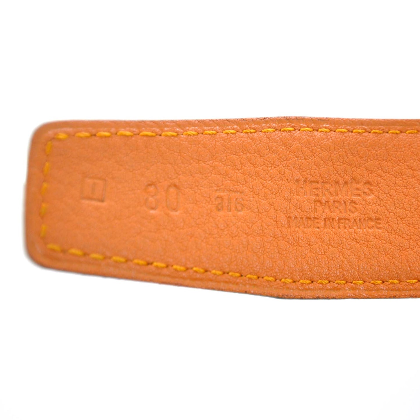 Leather Reversible Constance H Belt 80 Black and Orange