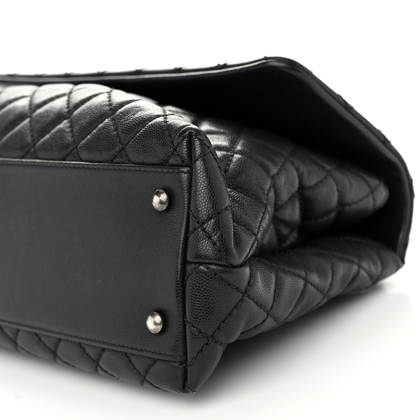 Caviar Quilted Medium Coco Handle Flap Black