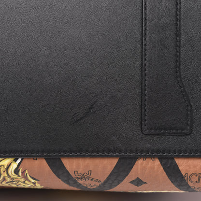 MCM Visetos Calfskin Motif Rombi Lion Printed Traveler Weekender Bag Cognac 13 of 13