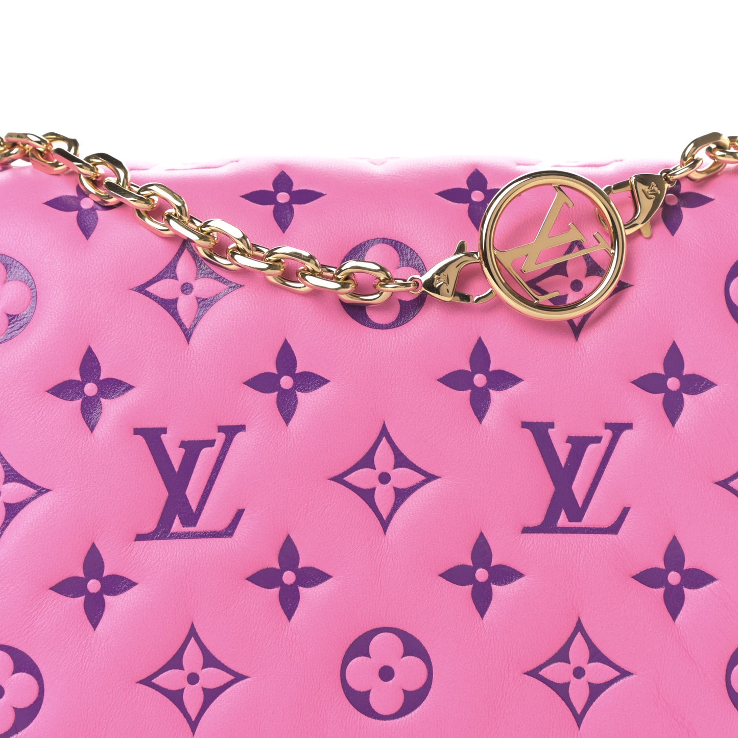 Lambskin Embossed Monogram Vuittamins Pochette Coussin Rose Violet