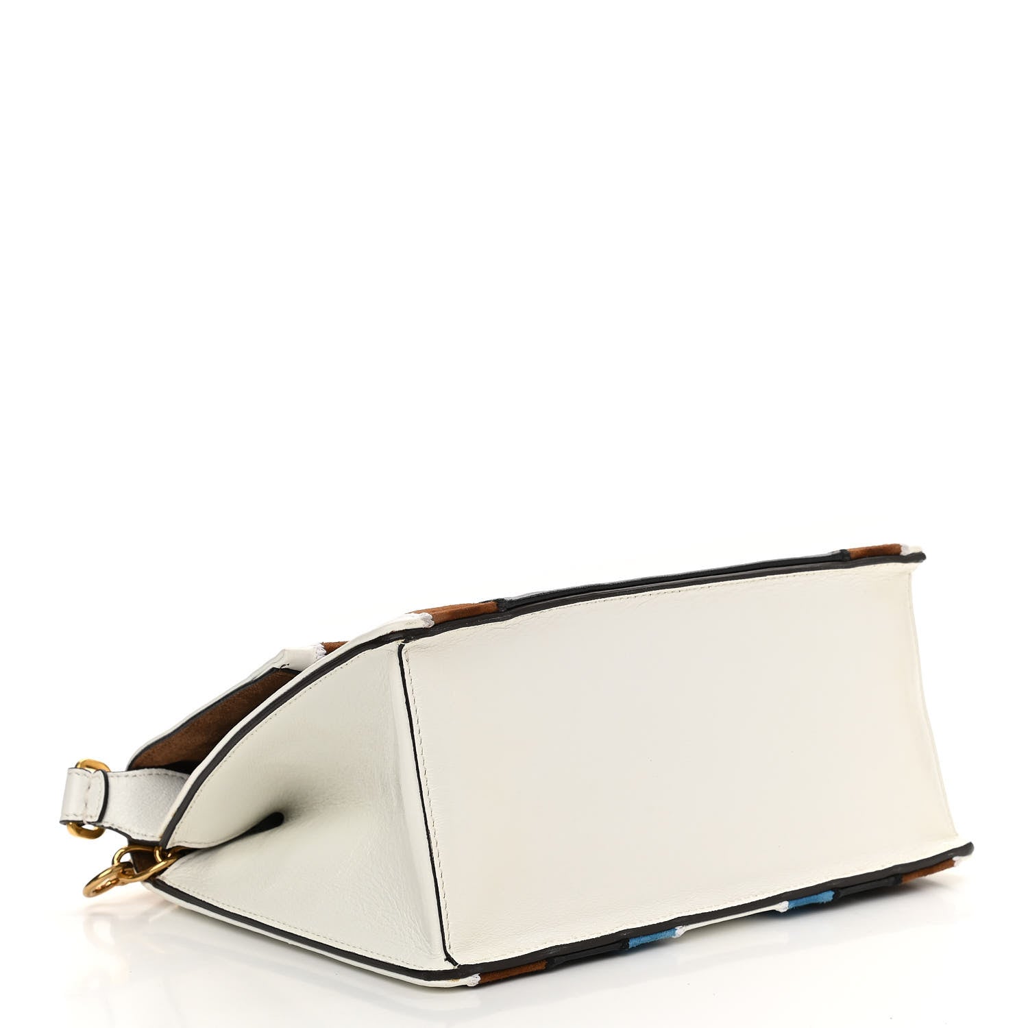 Fendi Agnello Old Shine Chamois F is Fendi Embossed Kan U Shoulder Bag White Nebula Multicolor 4 of 13