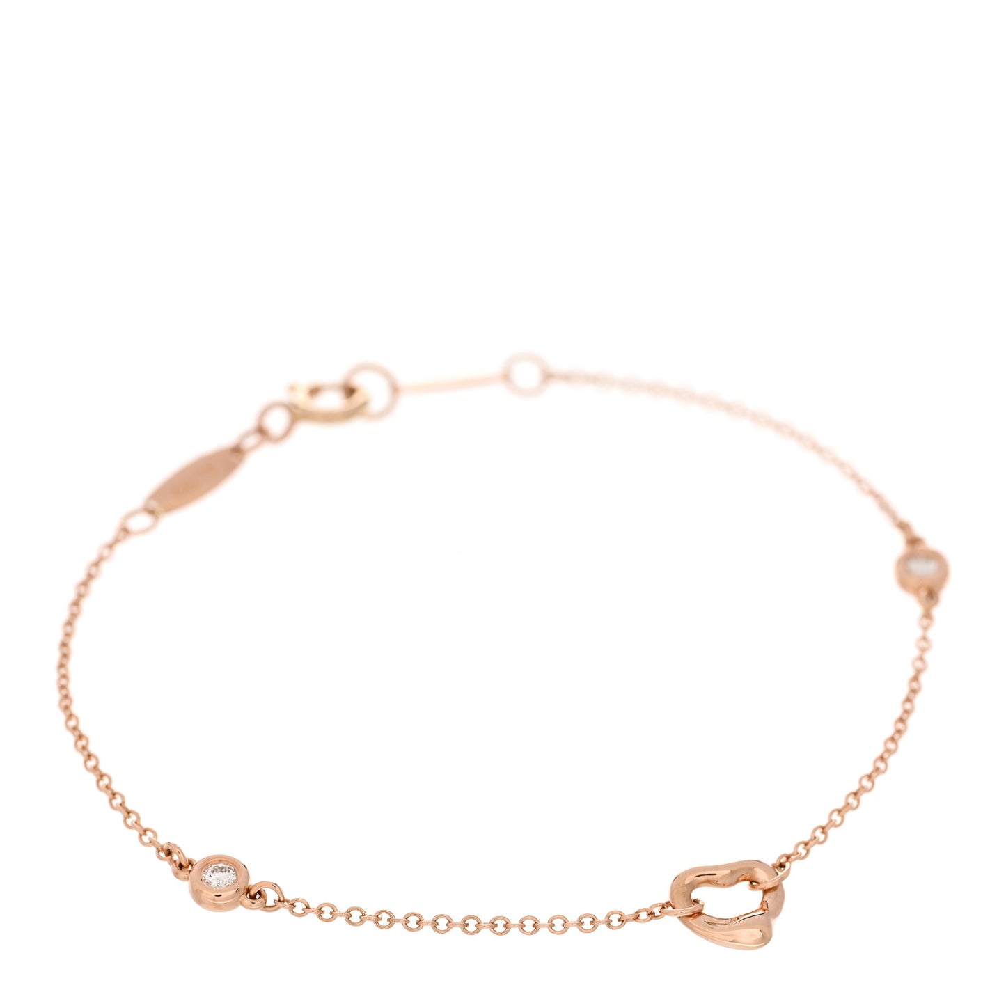 18K Rose Gold Diamond Elsa Peretti Diamonds by the Yard Open Heart Bracelet