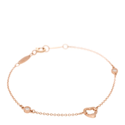 Tiffany 18K Rose Gold Diamond Elsa Peretti Diamonds by the Yard Open Heart Bracelet 1 of 4