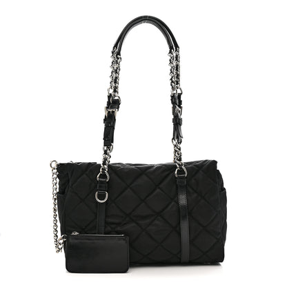 Prada Nylon Tessuto Quilted Chain Shoulder Bag Black 3 of 14