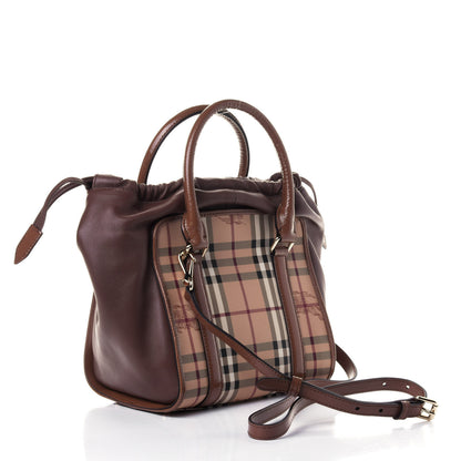 Burberry Patent Haymarket Check Small Dinton Tote Mid Camel 2 of 4