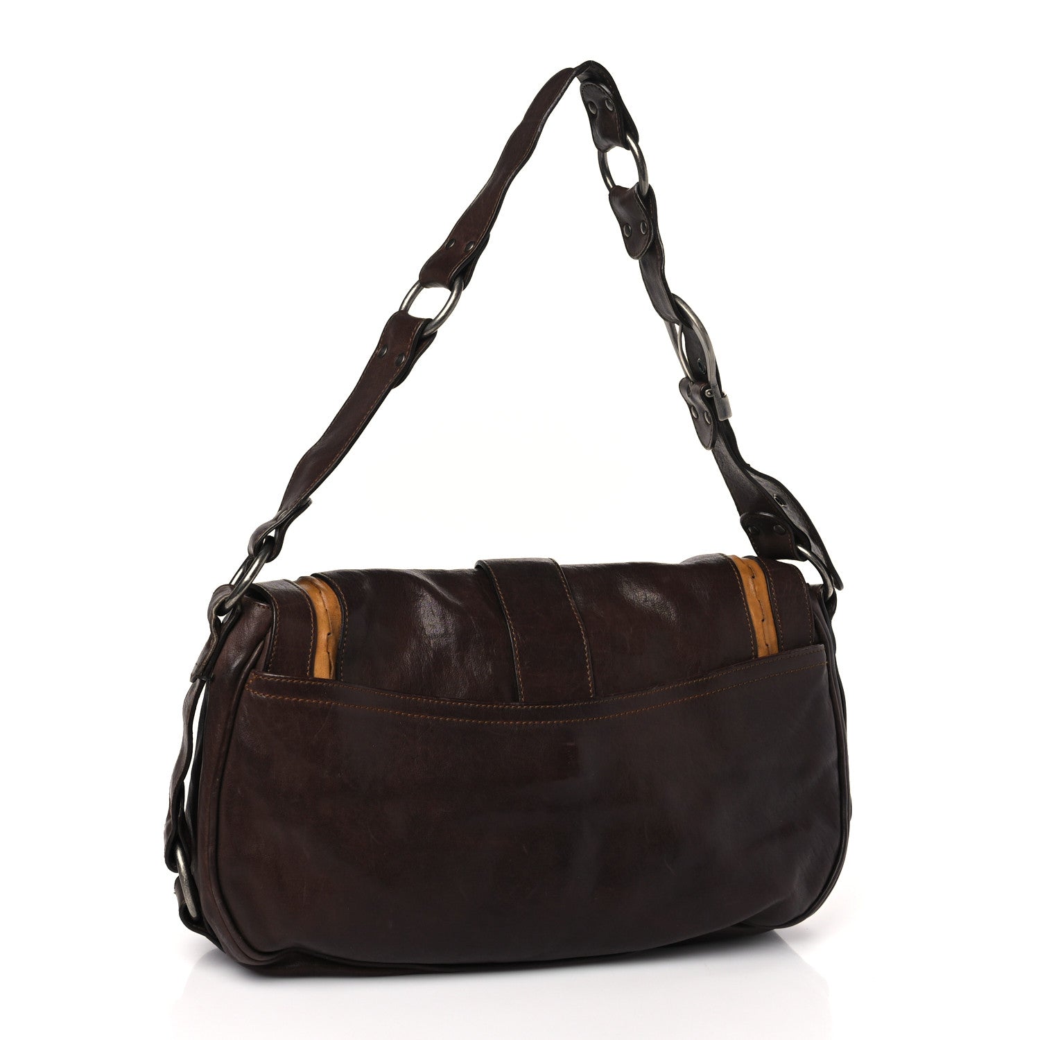 Christian Dior Calfskin Large Gaucho Double Saddle Bag Brown 3 of 15