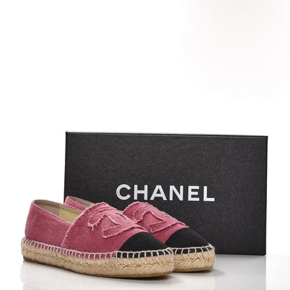 Chanel Linen CC Espadrilles 37 Pink Black 10 of 10