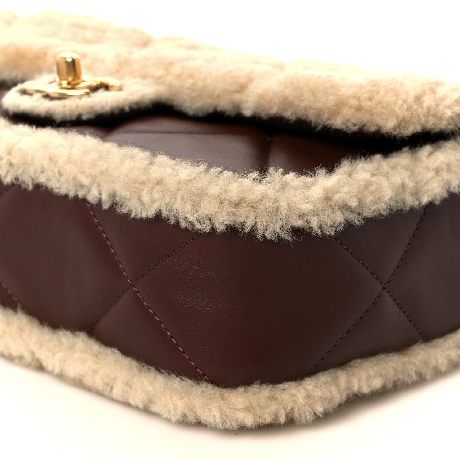 Chanel Shearling Lambskin Quilted Furry Coco Flap Dark Brown Beige 11 of 12