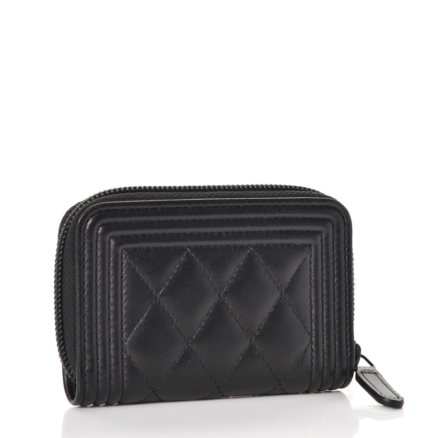 Chanel Lambskin Quilted Zip Around Boy Coin Purse Wallet So Black 3 of 7