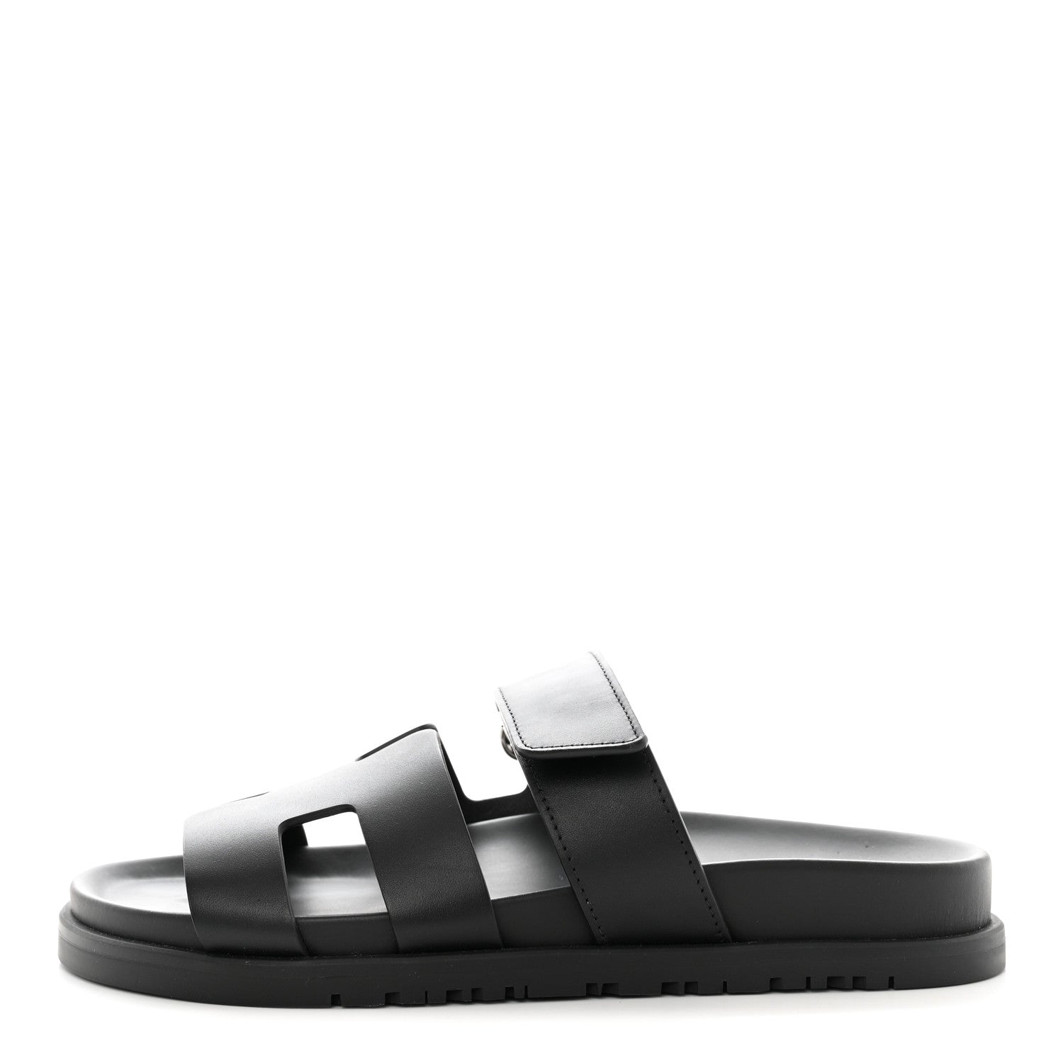Hermes Calfskin Womens Chypre Sandals 36.5 Black 1 of 8