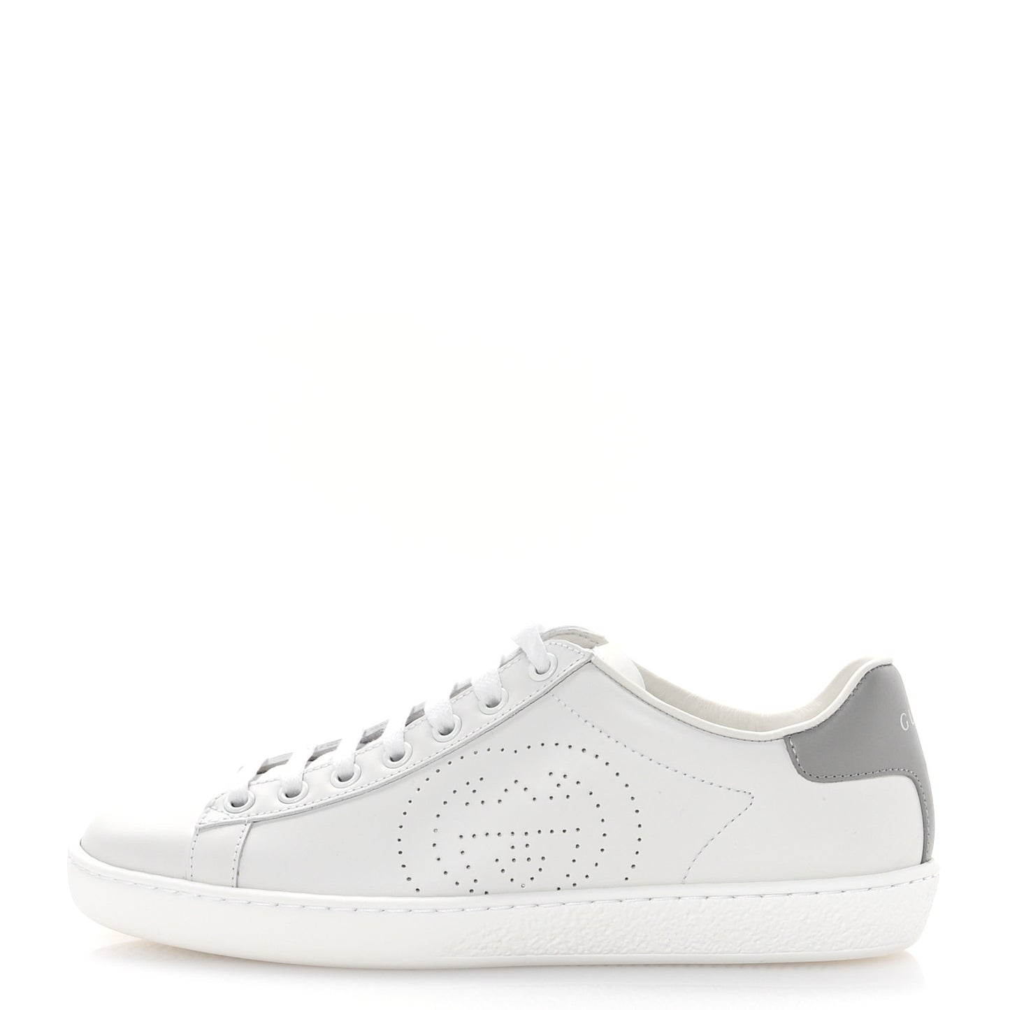 Calfskin Interlocking G Perforated Womens Ace Sneakers 37 White Grey Sky