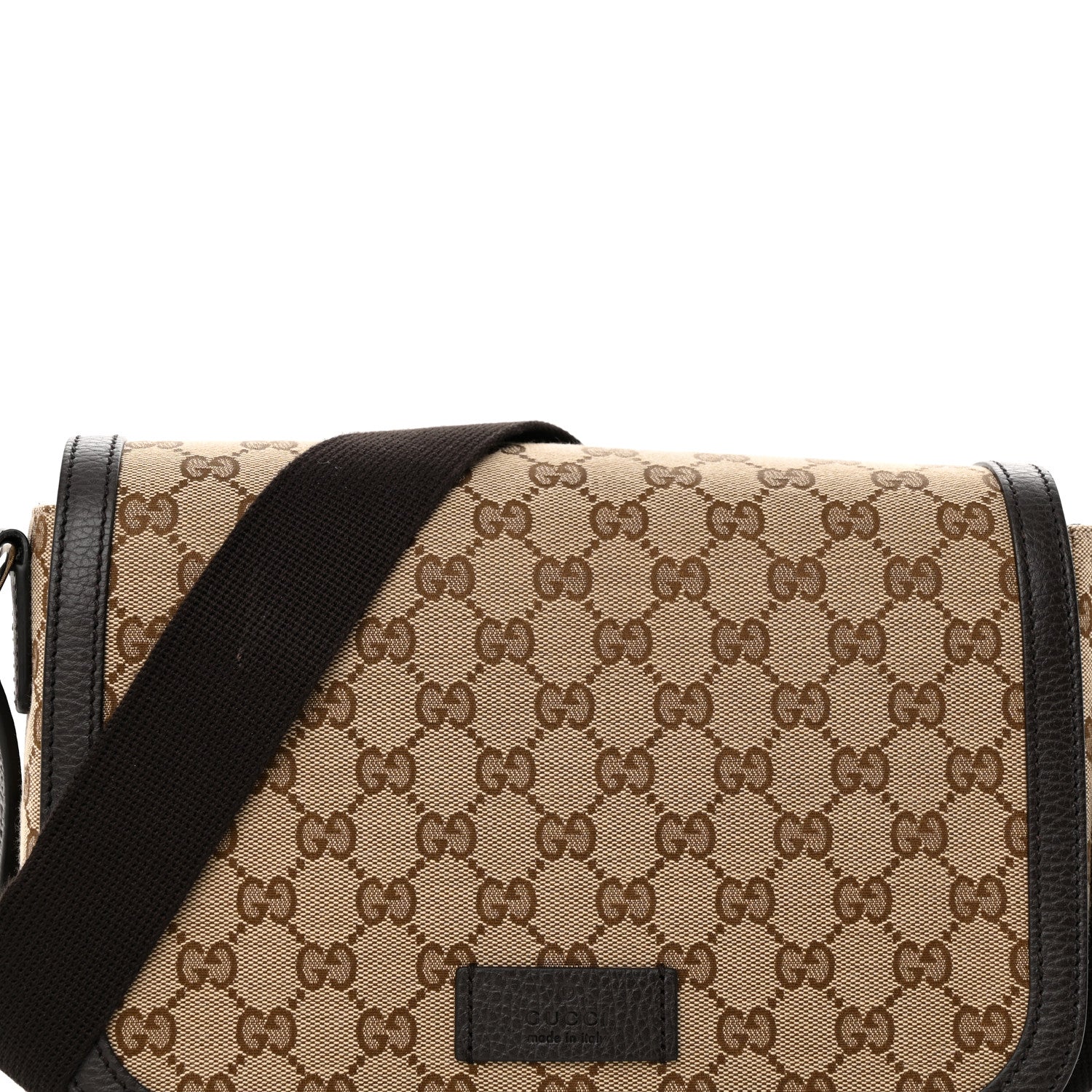 Gucci Monogram Flap Messenger Bag Beige Dark Brown 8 of 12