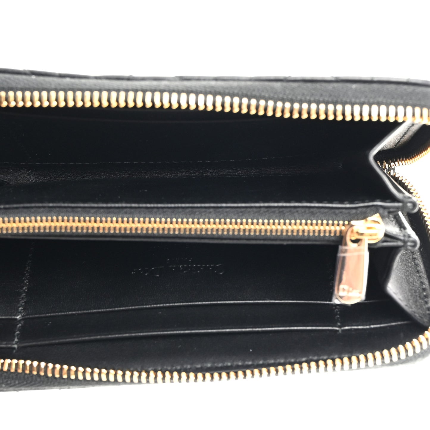 Lambskin Cannage Lady Dior Zip Wallet Black
