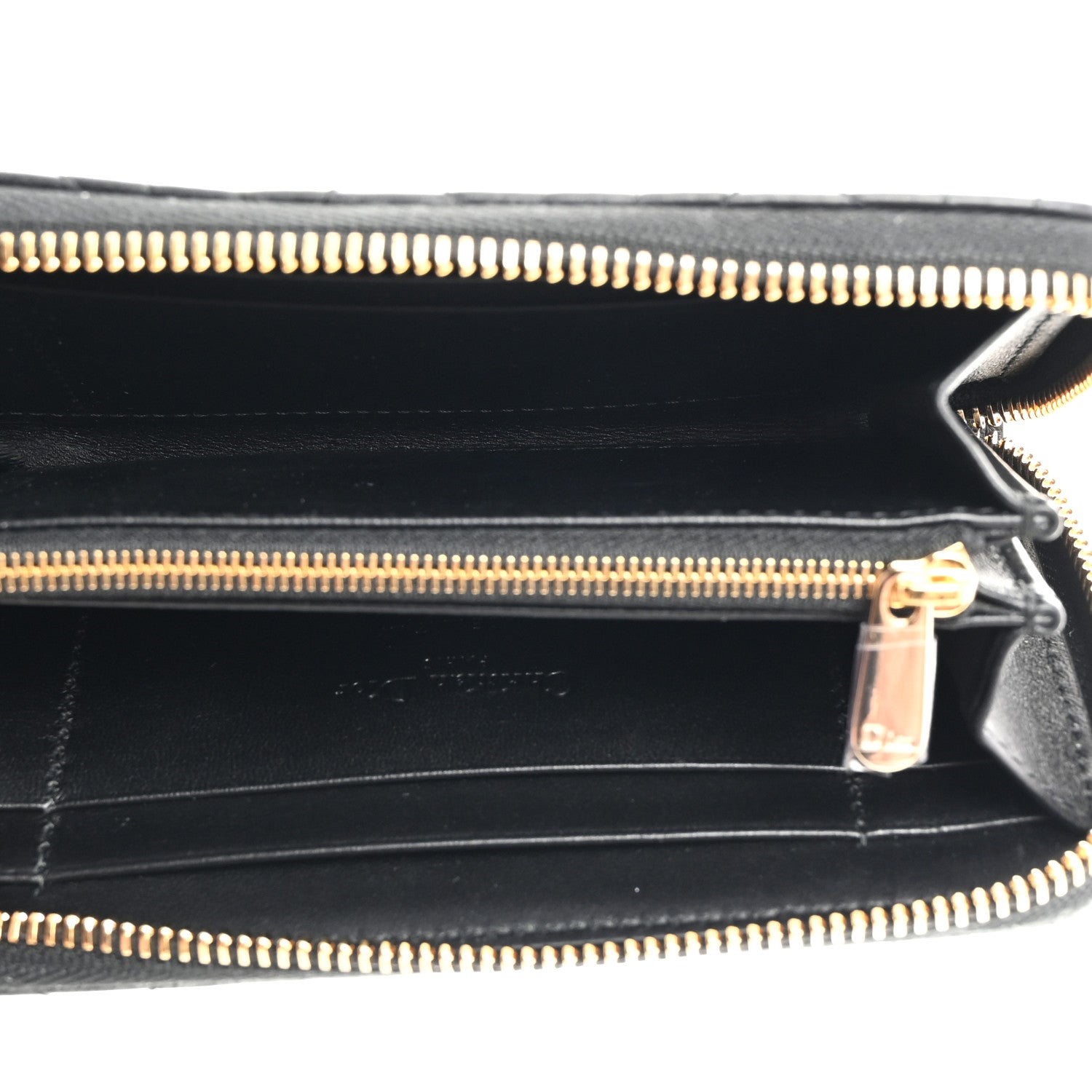 Christian Dior Lambskin Cannage Lady Dior Zip Wallet Black 5 of 7