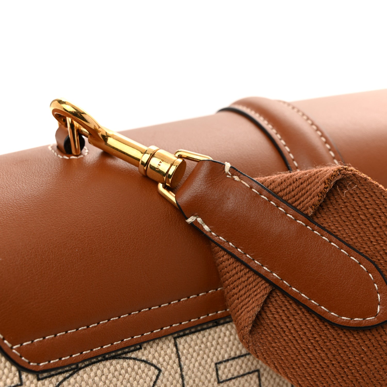 Celine Canvas Smooth Calfskin Teen 16 Crossbody Bag Natural Tan