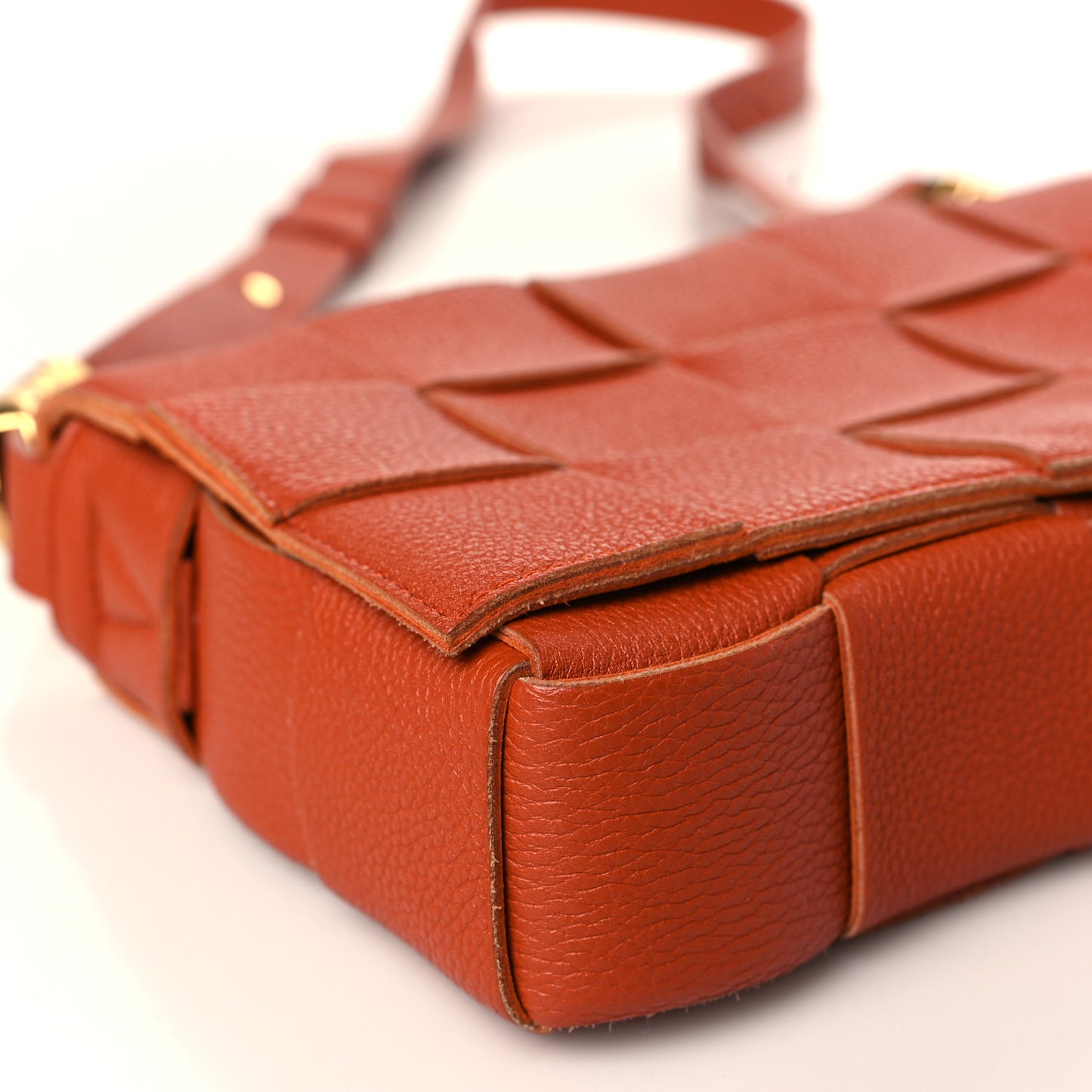 Grained Calfskin Intrecciato Cassette Crossbody Bag Maple