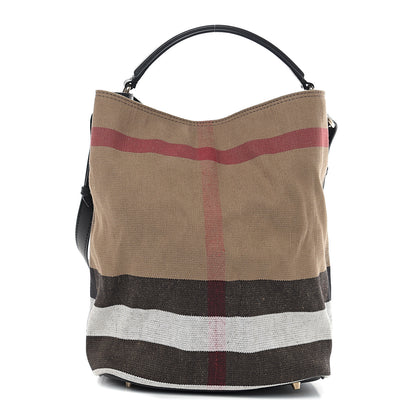 Burberry Canvas Mega Check Medium Ashby Hobo Black 1 of 10