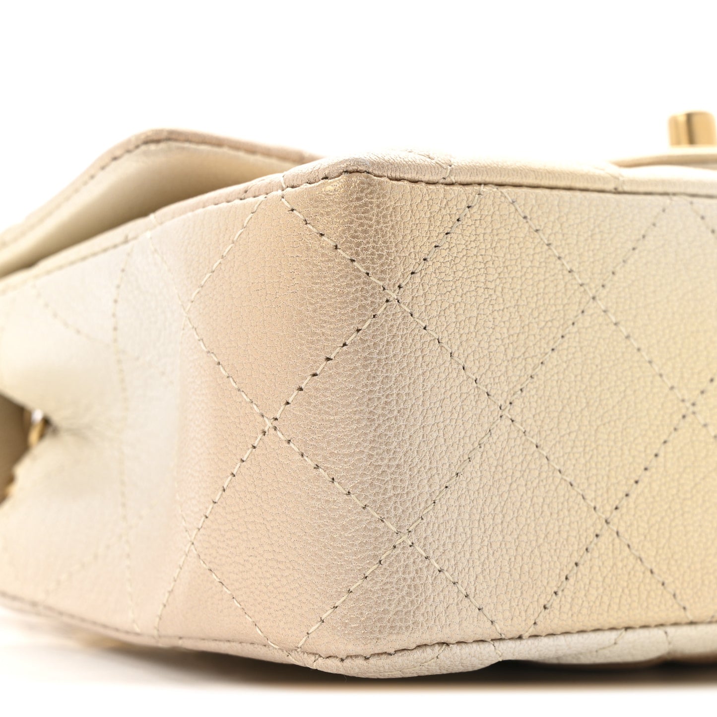 Metallic Goatskin Quilted Mini Rectangular Flap Gold