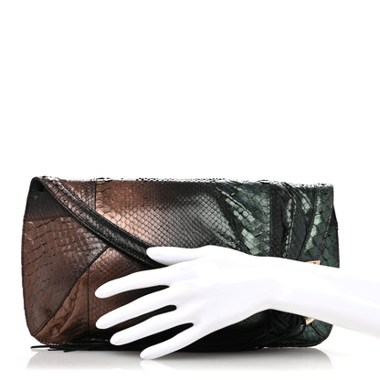 Jimmy Choo Metallic Snakeskin Lambskin Clutch Black Multicolor 2 of 12