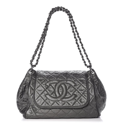 Chanel Metallic Caviar Quilted Timeless Accordion Flap Dark Silver 1 of 13