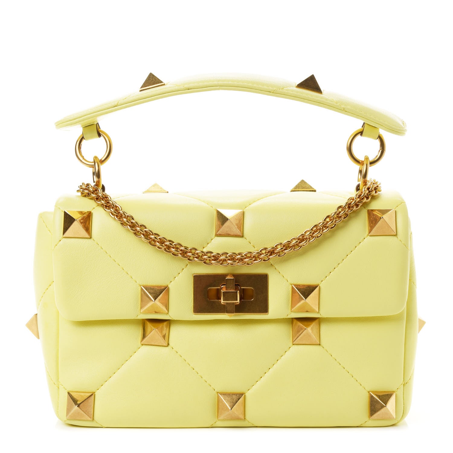 Valentino Garavani Nappa Medium Roman Stud Shoulder Bag Lime Sorbet 1 of 4