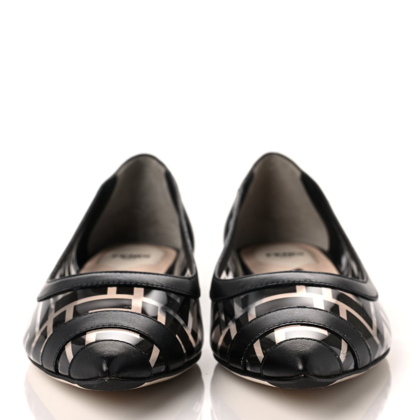 PVC Calfskin FF Colibri Ballerina Flats 38 Black