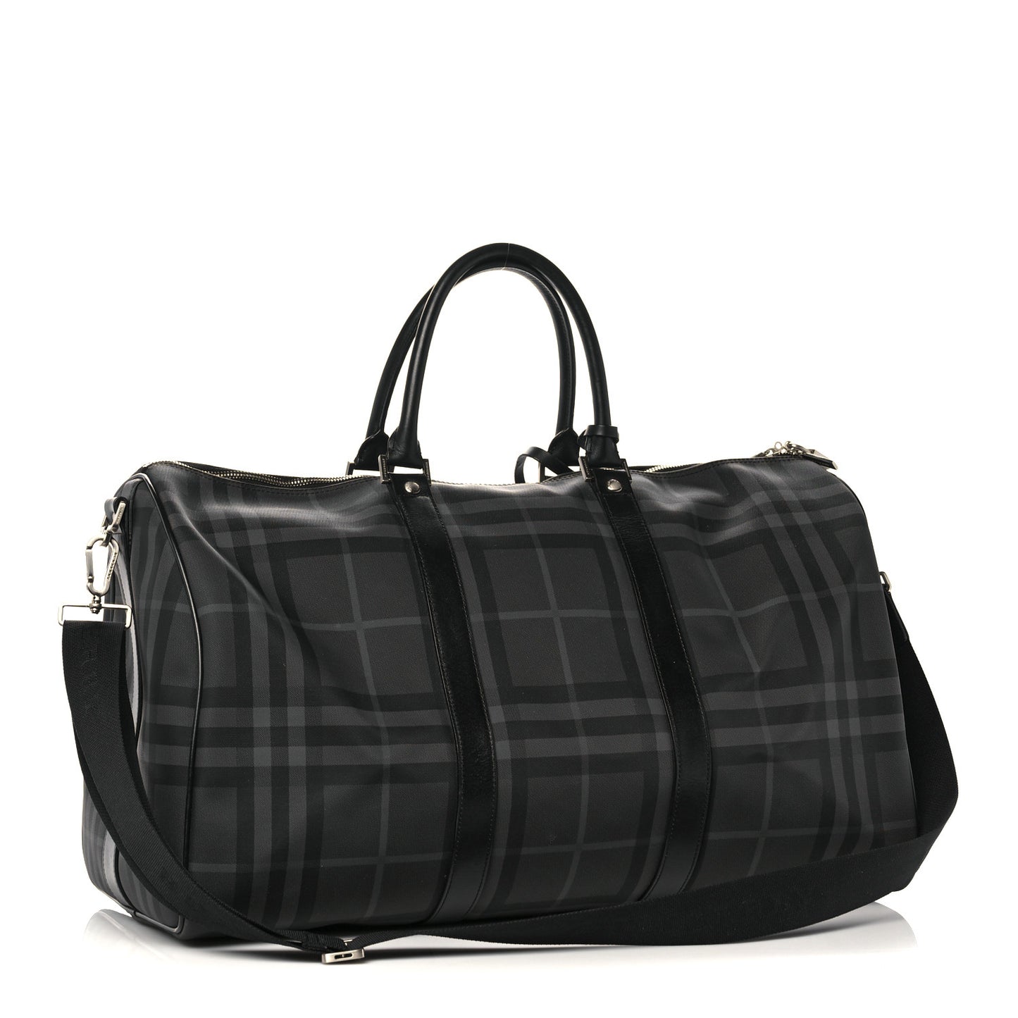 Nylon Smoked Check Duffle Bag Black