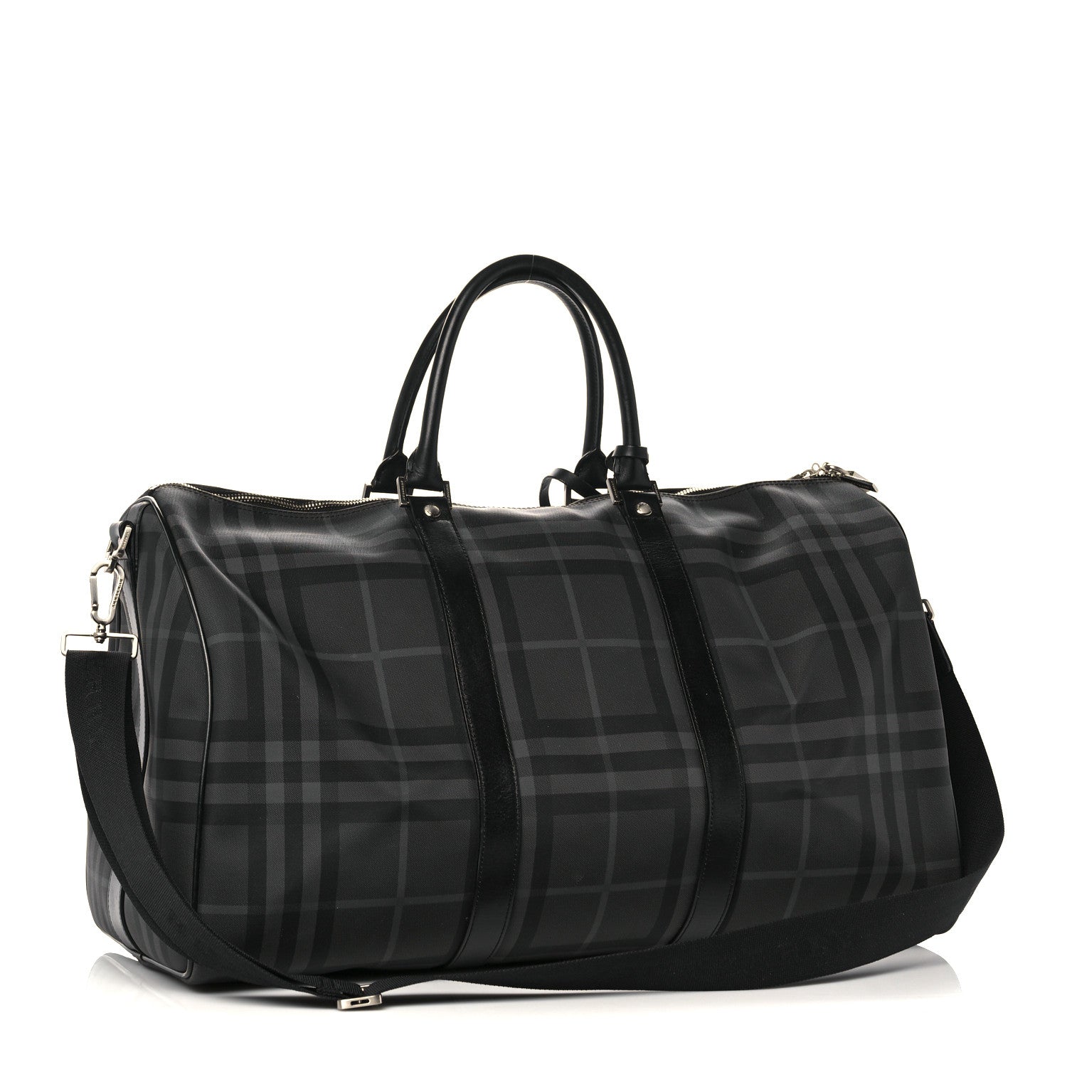 Burberry Nylon Smoked Check Duffle Bag Black 2 of 14