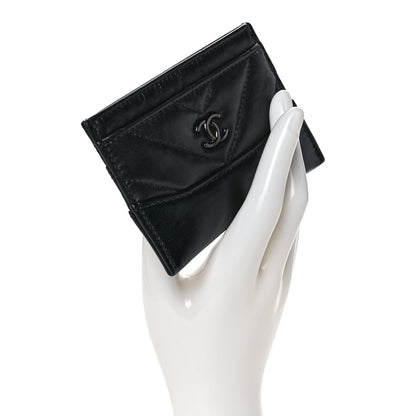 Chanel Aged Calfskin Quilted Gabrielle Card Holder Wallet So Black 2 of 10