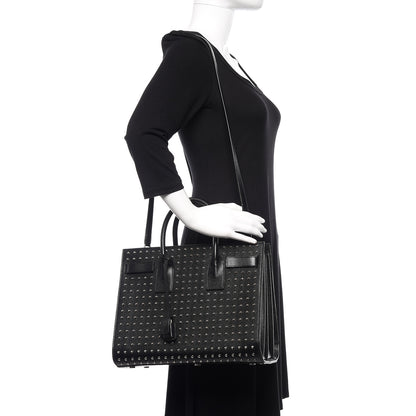 Saint Laurent Grain De Poudre Studded Small Sac De Jour Black 2 of 15