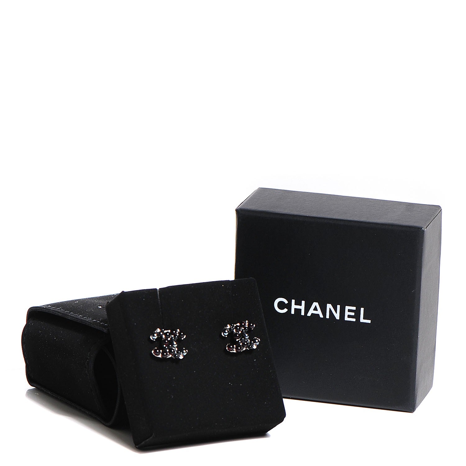 Chanel Resin Bead CC Earrings Silver Black 5 of 5