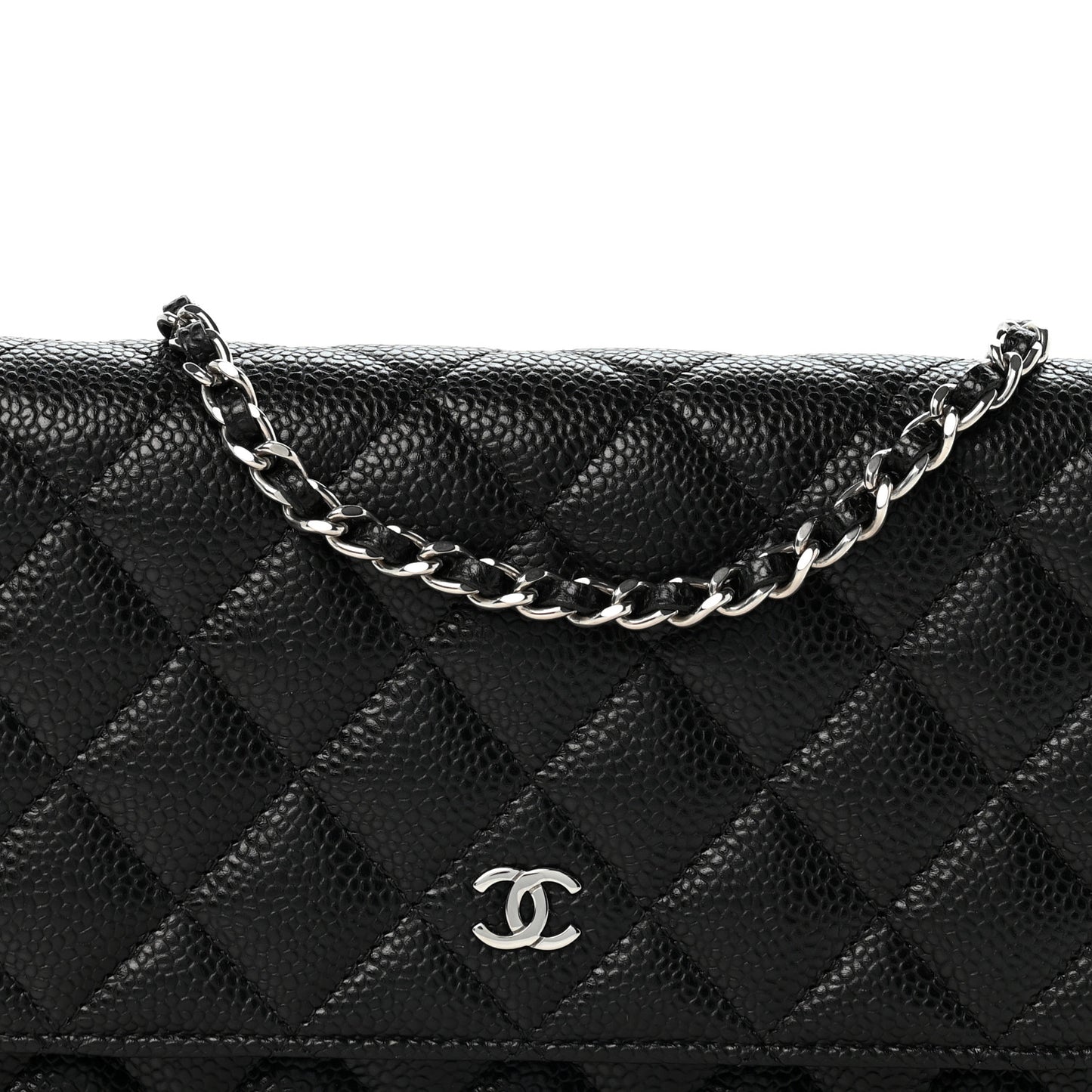 Caviar Quilted Wallet on Chain WOC Black