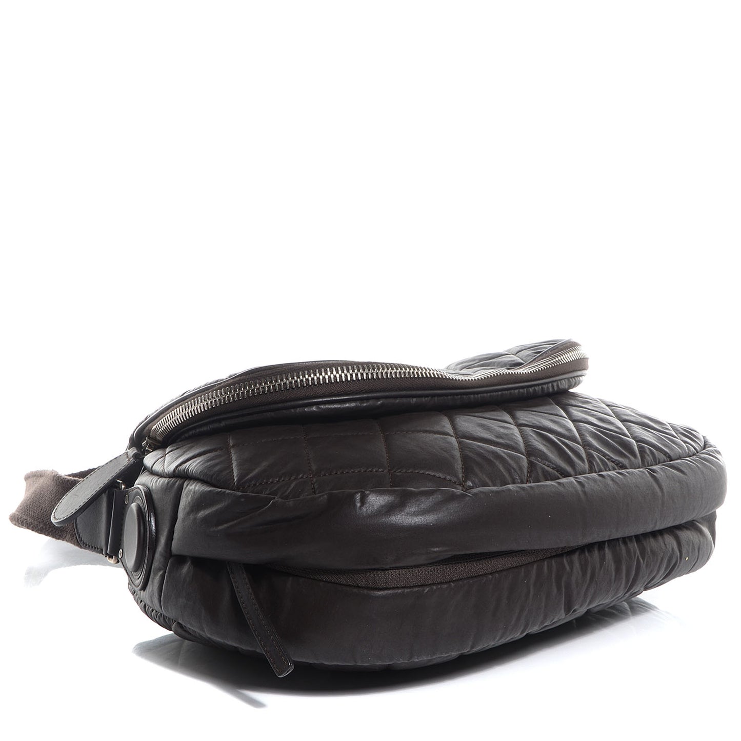 Coated Canvas Quilted Expandable Messenger Brown
