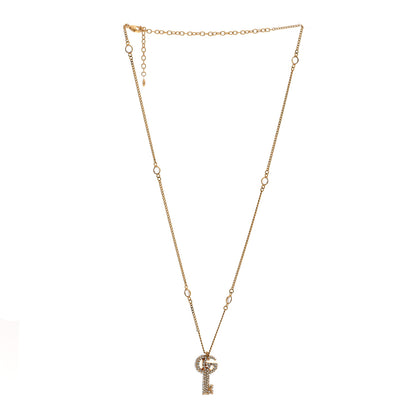 Gucci Crystal Key Pendant Necklace Gold 3 of 7
