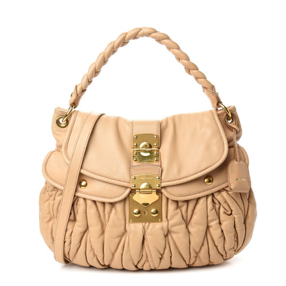 Miu Miu Nappa Matelasse Coffer Hobo Beige 1 of 13
