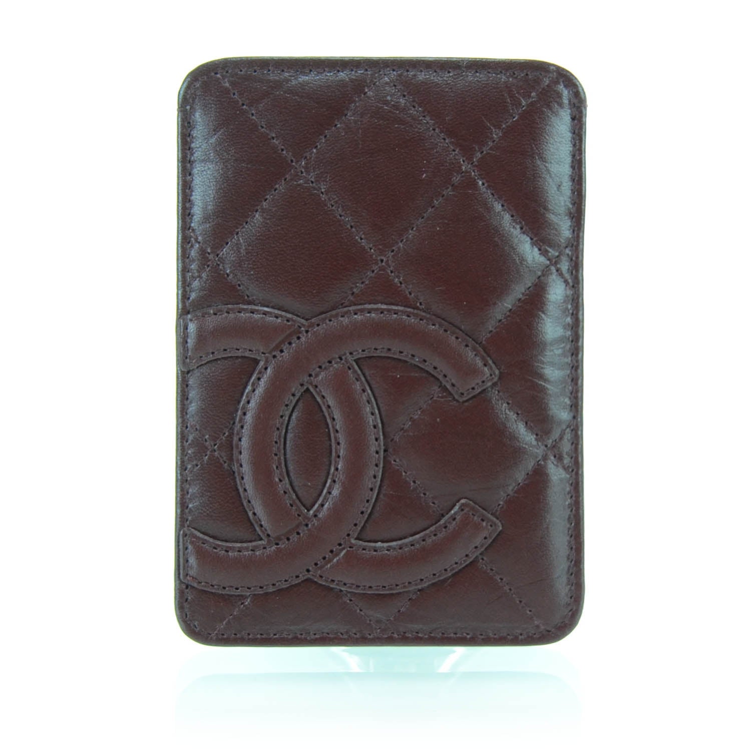 Chanel Leather Quilted Cambon Card Case Holder Bordeaux 1 of 6