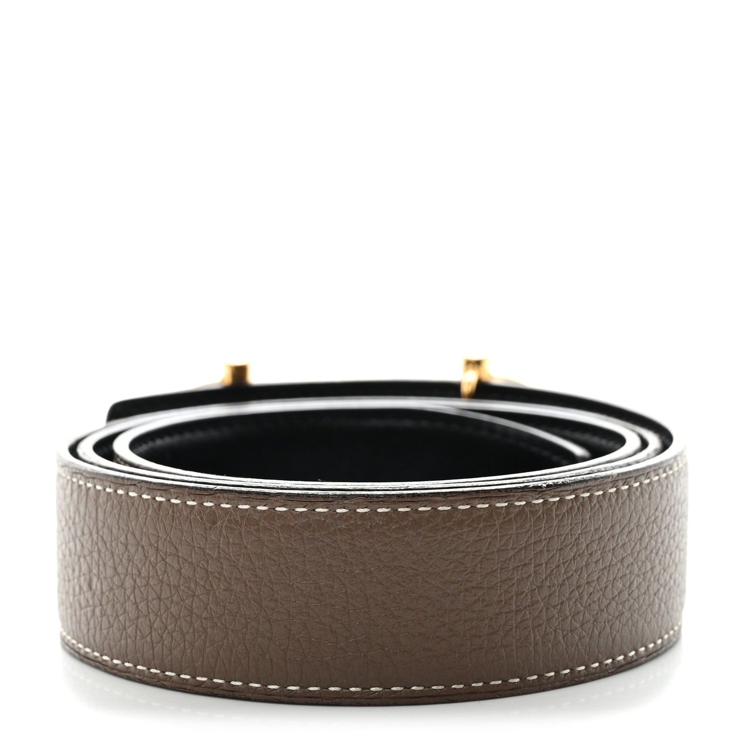 Hermes Box Togo 24mm Gamma Belt 85 34 Black Etoupe 2 of 5