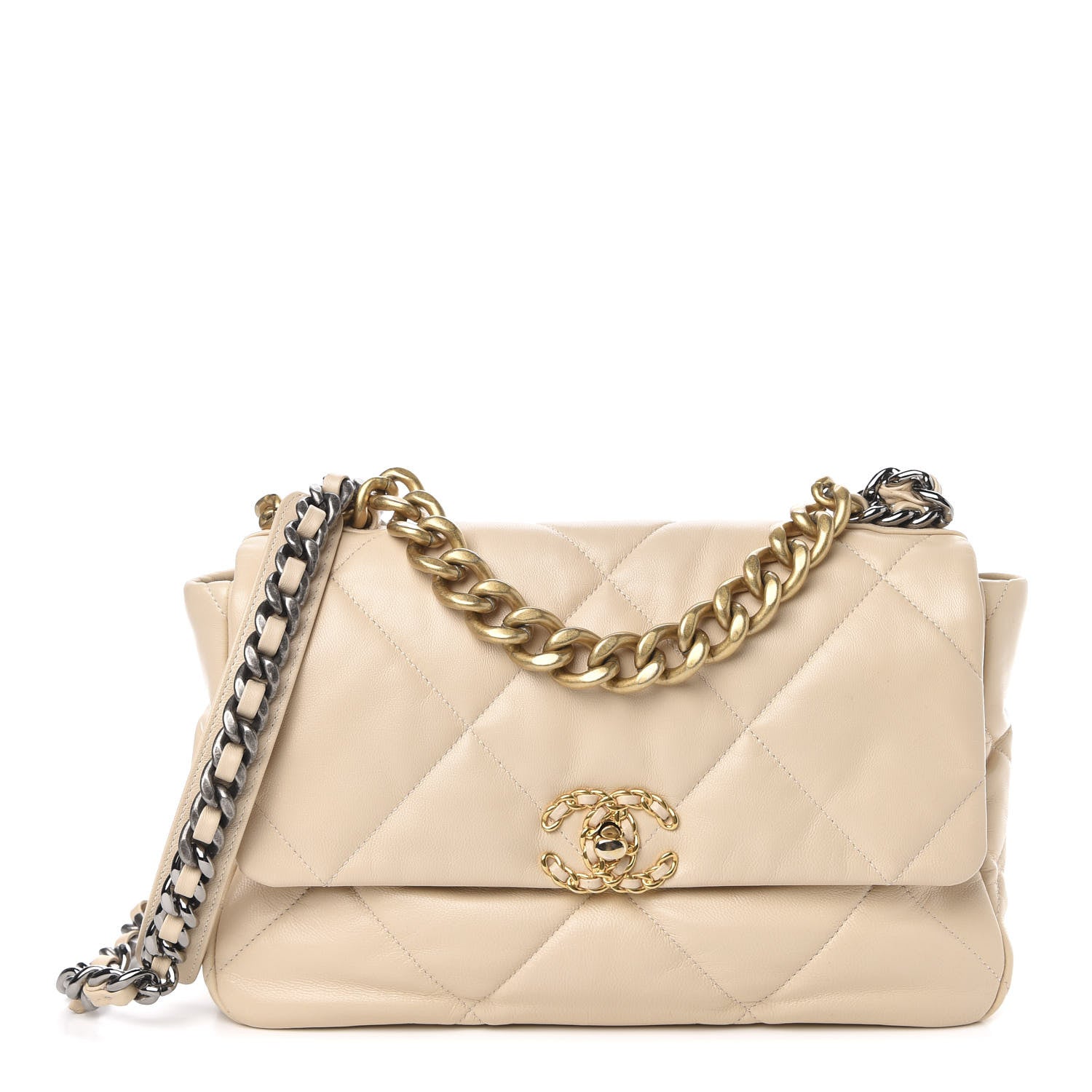 Chanel Goatskin Quilted Medium 19 Flap Beige 1 of 10