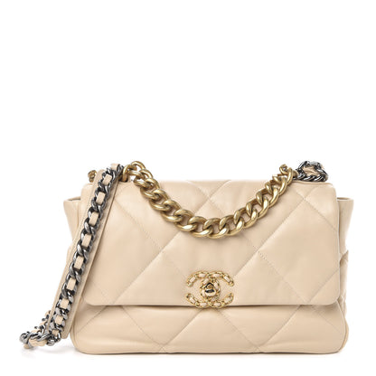 Chanel Goatskin Quilted Medium 19 Flap Beige 1 of 10
