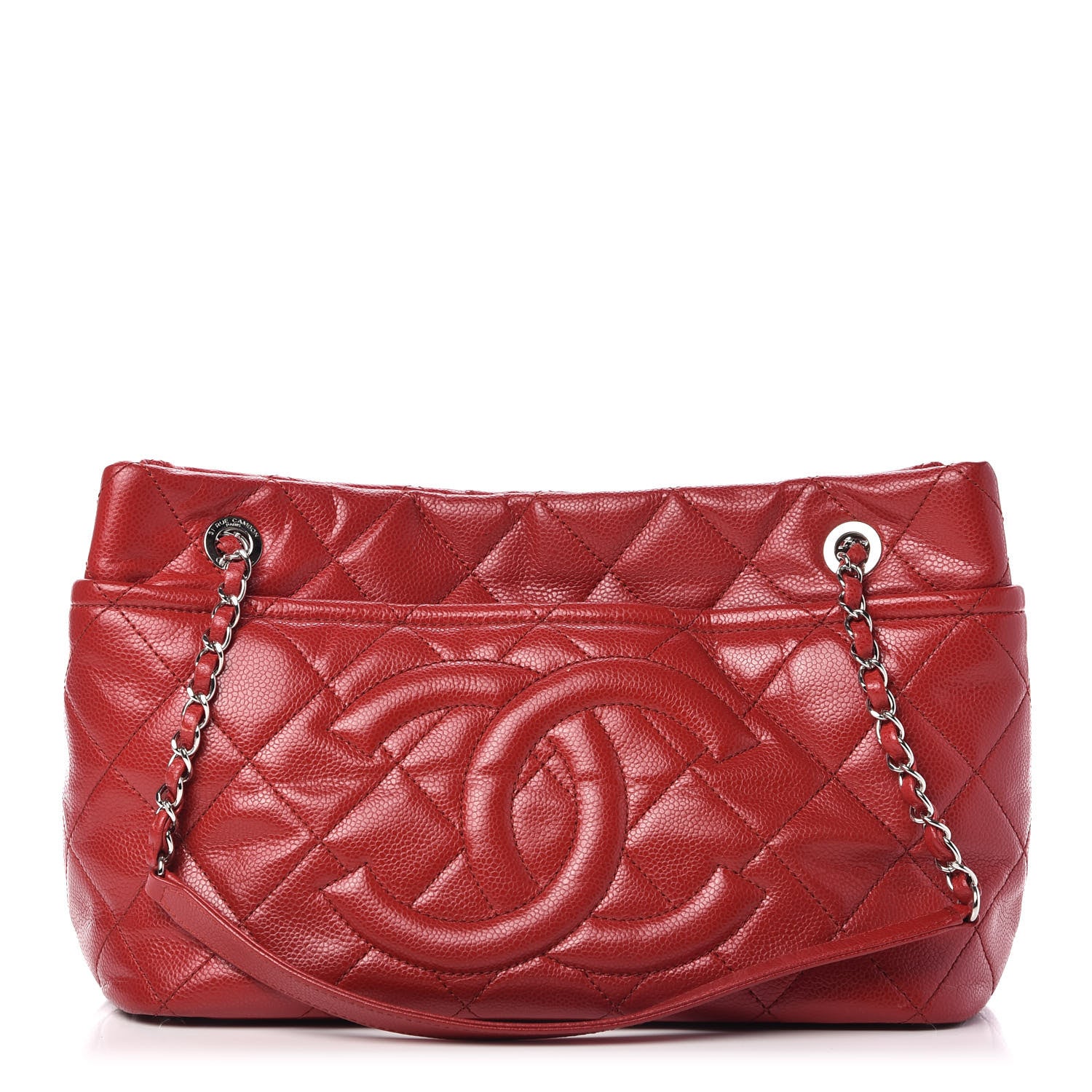 Chanel Caviar Quilted Timeless CC Soft Tote Red 1 of 10