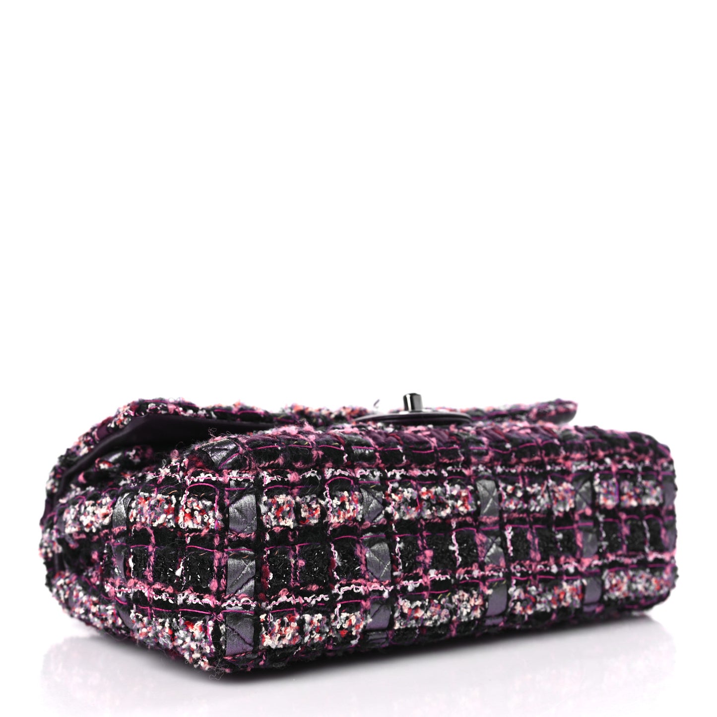 Tweed Quilted Medium Double Flap Dark Purple