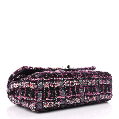 Chanel Tweed Quilted Medium Double Flap Dark Purple 4 of 8