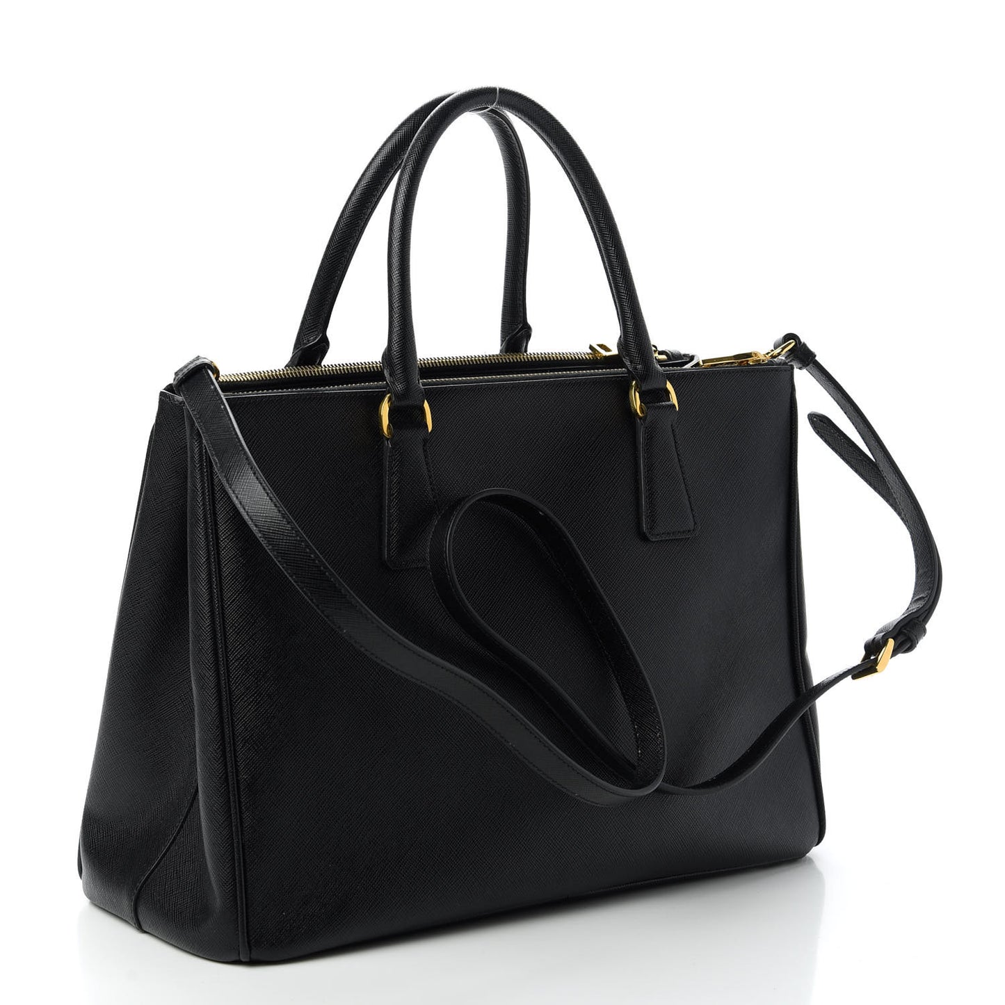 Saffiano Large Galleria Double Zip Tote Black