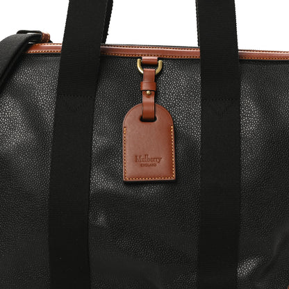 Mulberry Eco Scotchgrain Calfskin Heritage Day Clipper Duffle Bag Black Cognac 7 of 9